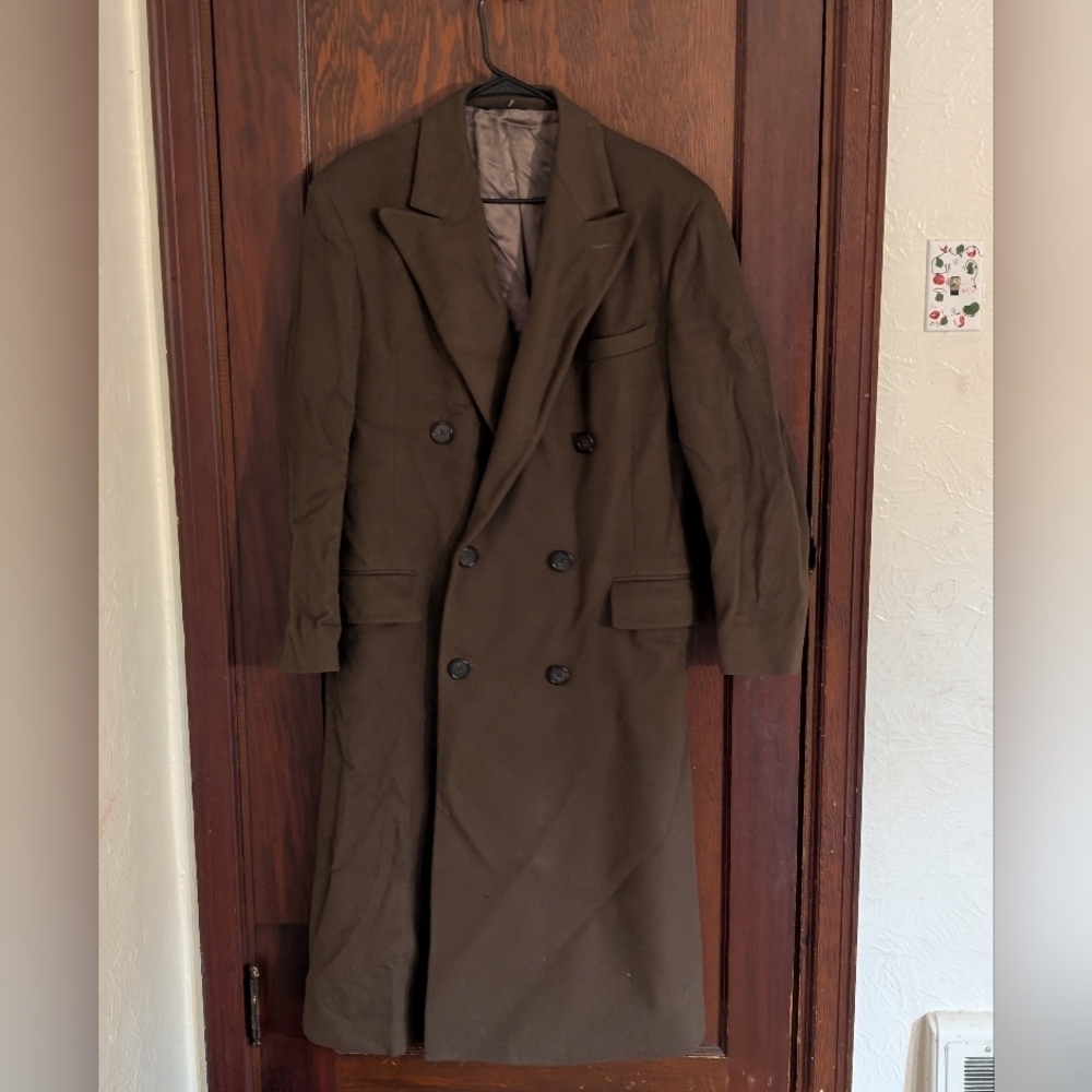 Polo University Club By Ralph Lauren Brown Wool Long Length Coat Vintage